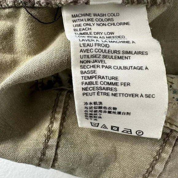 Anthropologie Camo Cargo Pants Size 29 Cotton Linen Blend Green Brown - Picture 10 of 13